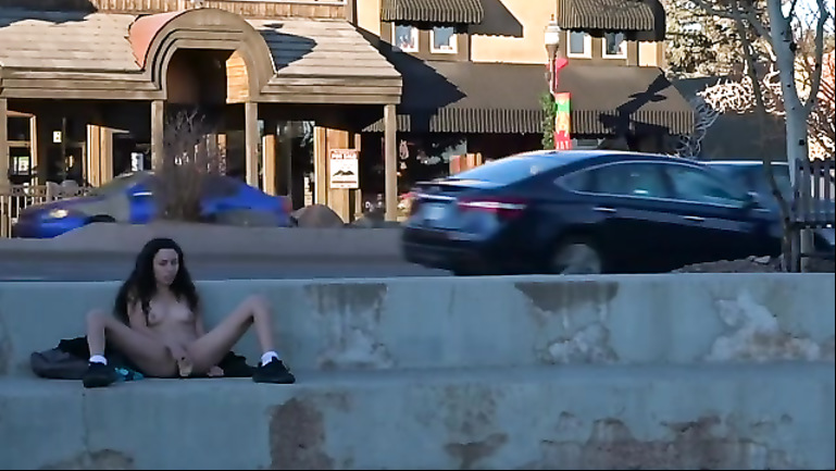Masturbation naked in town