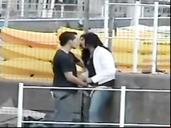 Hooking up with his girlfriend in public